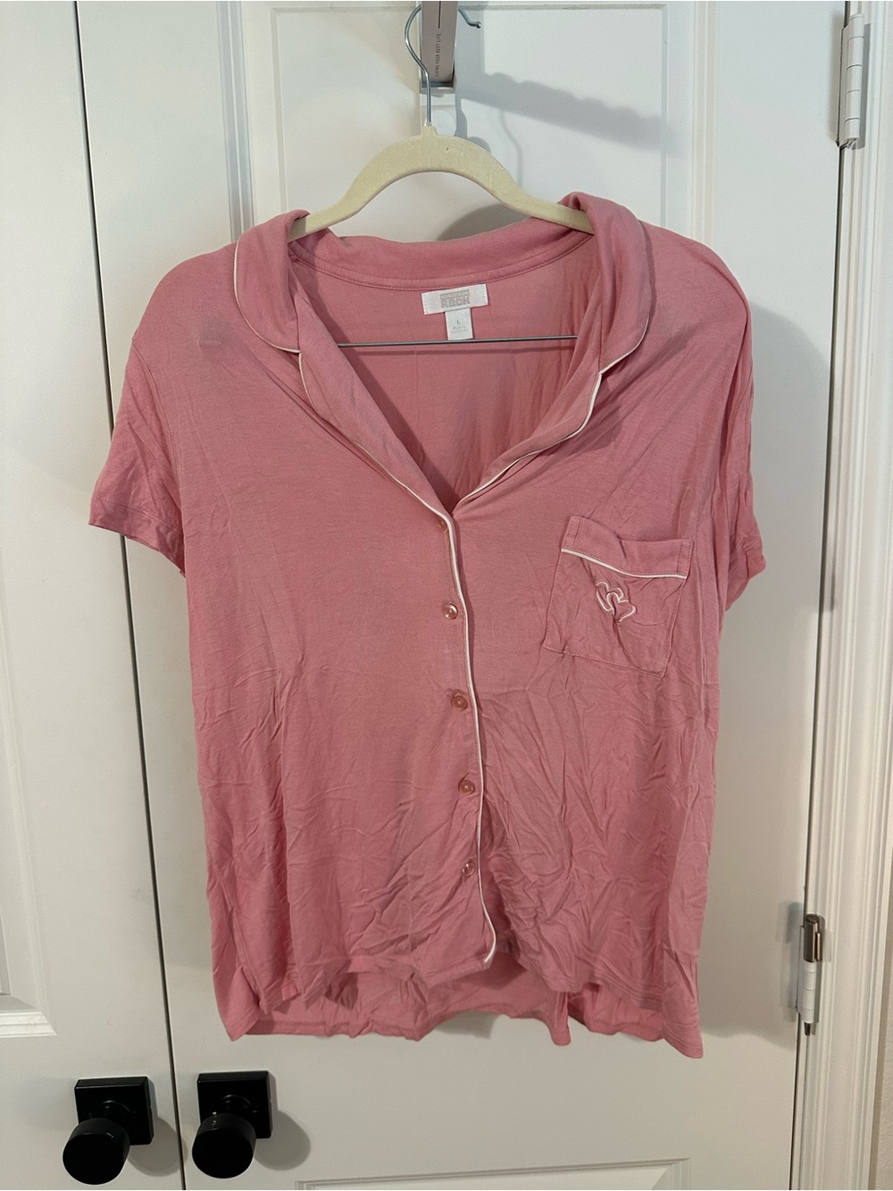 Nordstrom Soft Rose Button-Front Pajama Top with Contrast Trim